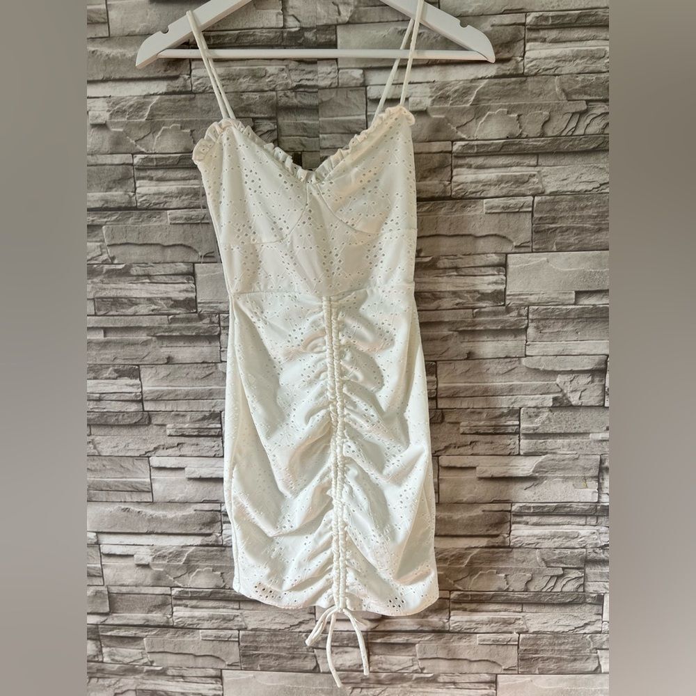 Windsor White Ruched Mini Dress